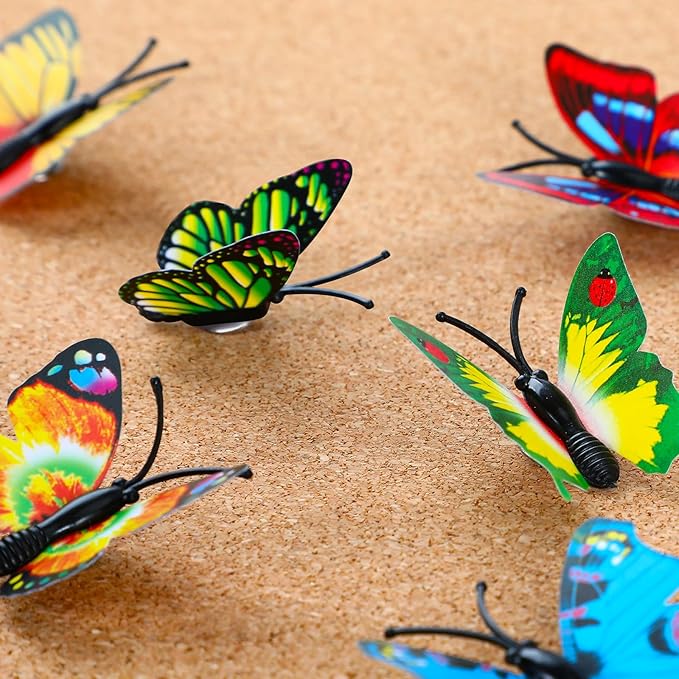 50Packs Butterfly Decorative Push Pins Blue Thumbtacks Cute Thumb Tacks Pushpins for Cork Board Bulletin Board Wall for Office Home Cubicle Decor Decorations Hanging