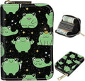 BWEGRHE Cute Credit Card Holder with Zipper, Princess Frog RFID-Blocking Card Case Small Wallet for Women Men, Multi-slot Card Organizer Case Travel Accordion Wallet