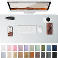 YSAGi Leather Desk Pad Protector, Office Desk Mat, Large Mouse Pad, Non-Slip PU Leather Desk Blotter, Laptop Desk Pad, Waterproof Desk Writing Pad for Office and Home (Silver, 31.5" x 15.8")