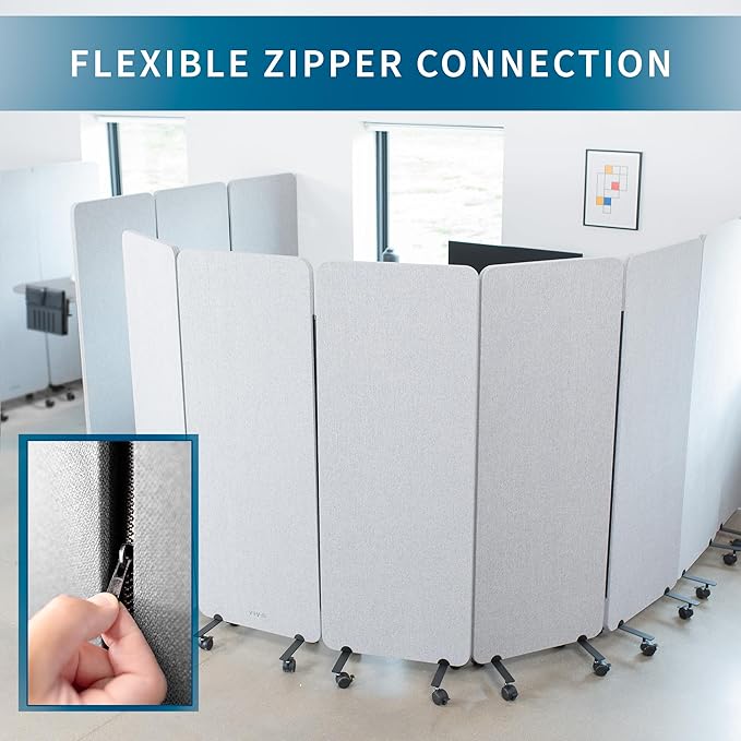 VIVO Freestanding 72 x 66 inch Privacy Panel, Mobile Cubicle Divider, x3 24 inch Wall Partitions, Gray, PP-3-T072G-M
