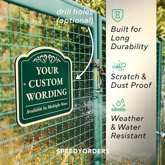 Custom Decorative Outdoor Metal, Personalized Aluminum, Customized Driveway, Waterproof Signs Made In USA - Design 1 Forest Green 12x12 In