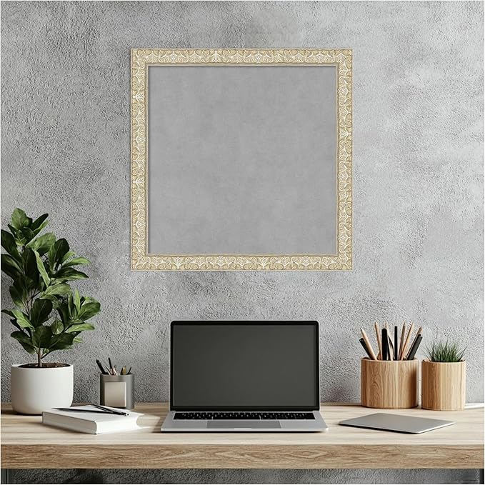 Amanti Art Silver Framed Magnetic Board 18x18 Small Vision Board for use with Magnets, 100% Metal Sheet to Display Items as Office Decor or for Home Organization in mudroom, Kitchen or Kids Room