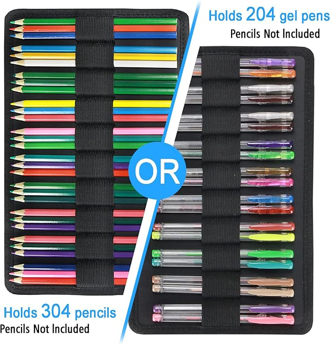 YOUSHAERS 300 Slots Pencil Case - Color Pencil Case Organizer Pen Case with Multilayer Holder for Prismacolor Colored Pencils & Gel Pen (Leaves)