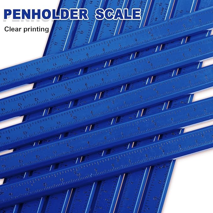 Honoson 200 Pcs Flat Construction Pencils with Printed Ruler Wood Graphite 2 Pcs Carpenter Pencil Sharpener for Woodworking Marking Tool(Blue)