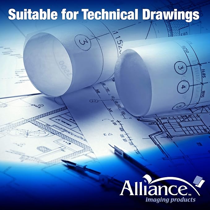 Alliance Wide Format Paper Rolls, 20lb with 3" Core (17 In x 500 Ft | 3" Core, 20lb | 4 Rolls)