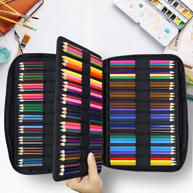YOUSHARES Pencil Holder 300 Slots - 300 Slots large Pen Case Organizer with Multilayer Holder for Prismacolor Colored Pencils & Gel Pen (Grey Rose)