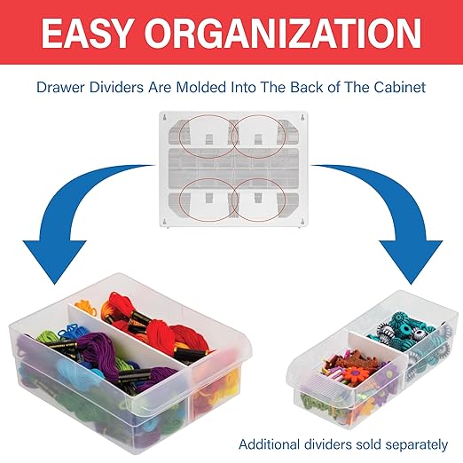 Akro-Mils 24-Drawer Plastic Drawer Storage Cabinet for Garage Organization, Bead Organizer, Building Bricks Storage, Teacher Toolbox, Makeup Organizer, 20" W x 6" D x 16" H, 10124 Yellow