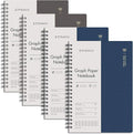 EMSHOI Graph Spiral Notebook 4 Pack, A5 Graph Paper Notebook/Journal, Waterproof PVC Cover, 100GSM Thick Paper, with Free Sticky Notes, 80 Sheets/160 Pages Per Book, 5.7" x 8.22", Coffee Blue