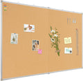 AMUSIGHT Double-Sided Large Cork Board, 60" x 40" Foldable Hanging Aluminum Framed Bulletin Board, Vision Board Pin Board Corkboards for Walls, Office, School Decor, 20 Pushpins