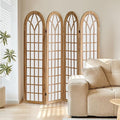 Asnefeli 4 Panel Japanese Room Divider, Shoji Style Partition Divider, Fully Assembled Wooden Privacy Screen for Home Office Bedroom Apartment Decoration, Natual