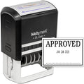 MaxMark Large Self-Inking Rubber Date Office Stamp with Approved Phrase & Date - Black Ink, 12-Year Band - Style 3