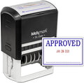 MaxMark Large Self-Inking Rubber Date Office Stamp with Approved Phrase & Date - Blue/Red Ink, 12-Year Band - Style 3