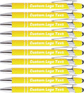HEYZARDA Personalized Pens with Name Text Logo Custom Ballpoint Pen for Business Office Events with Stylus for Touchscreen 50 Pcs Yellow