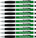 SyPen Personalized Stylus Pens With your Custom Logo or Text -600 Pack Bulk-for Businesses, Parties, and Events, 2 in 1 Ballpoint Pen & Stylus for Touchscreen Devices, Green Barrel, Black Ink