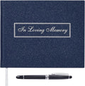 Spacobo Funeral Guest Book for Memorial Service in Loving Memory Guest Book for Funeral Guest Sign in Book (Book and Pen, Navy)