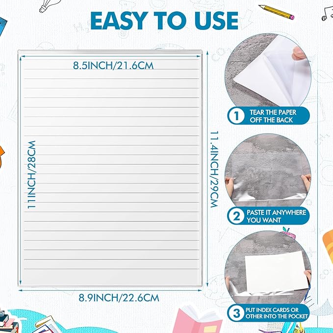Outus Self Adhesive Shop Ticket Holders Clear Plastic Sleeves Adhesive Pockets Work Order Job Ticket Holders for Home Office Posting Signs(9 x 12 Inch,120 Pcs)