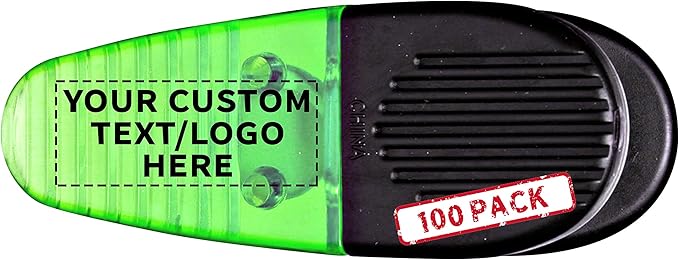 100 Magnetic Memo Holders Set - Customizable Text, Logo - Large Clip, Plastic - TGreen