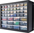 IRIS USA Screw Tool Organizer Small Parts Cabinet, 44-Drawer, Electronics Hardware Nuts and Bolts Plastic Storage Drawers Garage Storage, Stackable Bead Craft Organizer Building Bricks Sorter, Black
