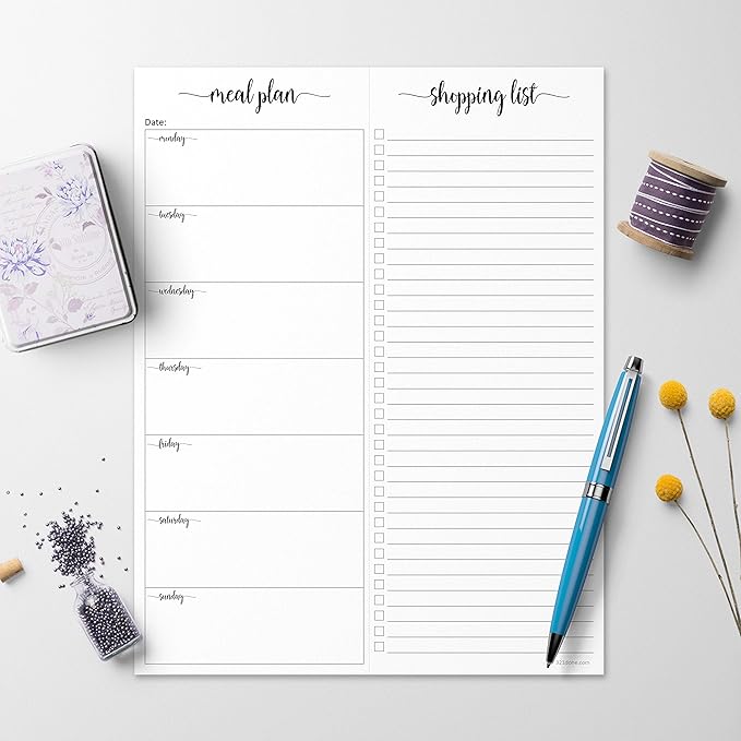 321Done Magnetic Meal Planning Notepad - Large Letter Size (8.5x11) Weekly Menu Planner Tear-Off Refrigerator Fridge Shopping List Meals Grocery Memo Pad - Perforated Monday Start, Made in USA