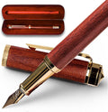 Ellington Pens Luxury Wood Fountain Pen Set – Fine Nib - Includes 6 Ink Cartridges, Wooden Pen Gift Box, Ink Converter - Wood Pen For Writing, Calligraphy, Journaling, Drawing (Rosewood Radiance)