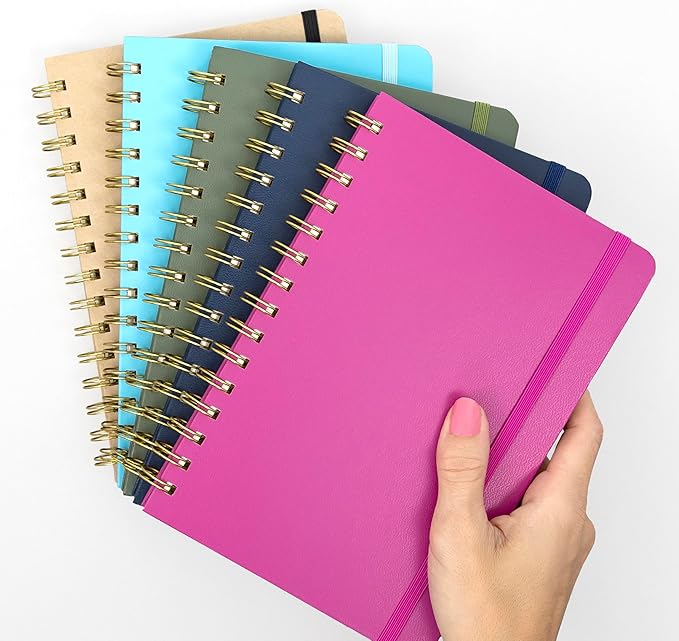 PAPERAGE Graph Paper Spiral Notebook & Journal, (Olive Green), 160 Pages, Medium 5.5 inches x 8 inches - 100 GSM Thick Graphing Paper, Hardcover, Double-Wire Grid Spiral Notebook