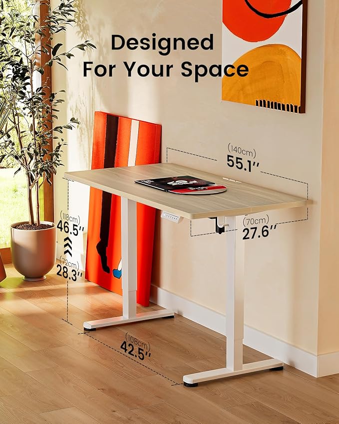 Ergear ErGear Height Adjustable Electric Standing Desk, 55 x 28 Inches Sit Stand up Desk, Memory Computer Home Office Desk (Natural) (EGESD6N)