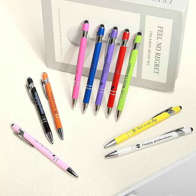 ENOMY Personalized Pens Bulk Free Engraved with Logo/Name/Message Black Ink Custom Pens Customized Stylus Ballpoint Pens Ideal Gifts for Business Anniversary (60)