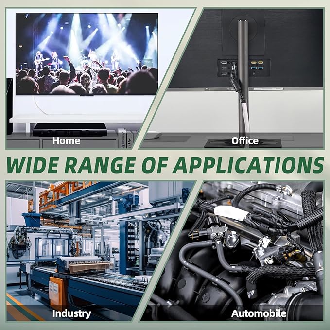 Split Wire Loom Tubing, Cable Protector Sleeve, Braided Cable Management for TV/Computer/Home Theater/Engine Bay, Cord Protectors from Pets No Chew (White, 3/8"-10ft)