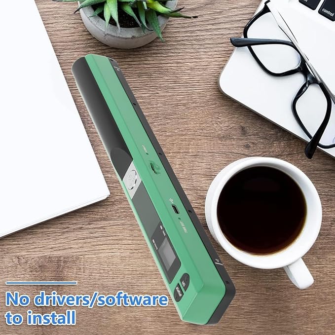 Marhynchus Portable Scanner Handheld Document Scanner with 300DPI 600DPI 900DPI Resolution Modes USB Connection for Business Home Office Use (Green)
