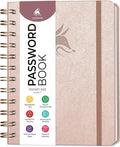 Clever Fox Password Book Spiral – Mini Internet Address & Password Organizer with Laminated Alphabetical Tabs – Small Password Keeper Journal – Hardcover, Pocket Size, 4.7x5.7” (Rose Gold)