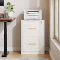 GFGWXW 2 Drawer Vertical File Cabinet with Lock, Suitable for Letter/A4/F4/Legal Size Hanging Files,Small Wood Filing Storage Cabinets Printer Stand for Home Office,White