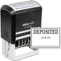 MaxMark Large Self-Inking Rubber Date Office Stamp with Deposited Phrase & Date - Black Ink, 12-Year Band - Style 3
