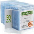 Claev Flexible and Tear Resistant Vertical 4x6 Passport & Card Holders (4x6 Extra Large (XXL), 50 Pack), Clear Zipperless ID Plastic Name Card Badge Holders for Travel, Conferences, Conventions