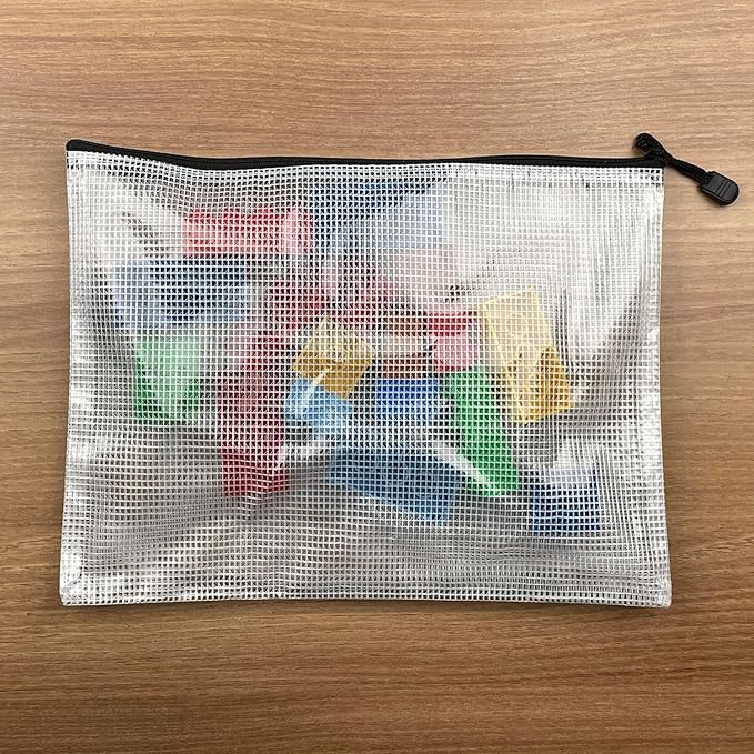 Oaimyy-18PCS-12 x 16 Inches-Mesh Zipper Pouch, Plastic Zip File Folders Puzzle Bags for Organizing,for Office Supplies,Travel,Home Storage-Multicolor, 12"x 16"