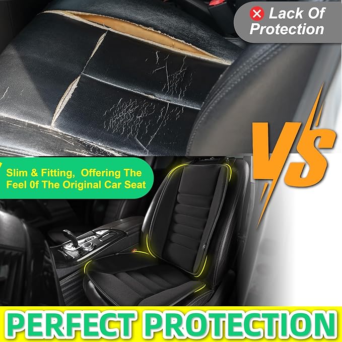 kingphenix Car Seat Cushion with Back Support Pillow: Enhanced Comfort Memory Foam Design for Pain Relief, Ideal for Drivers and Office Use - Ergonomic Lumbar Comfort for Long Sitting - Black