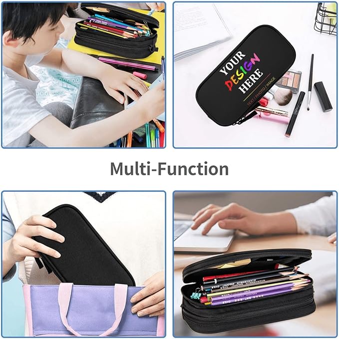 Pazacon Custom Pencil Case for Kids with Name Photo Text, Personalized Pencil Box for Women Men, Customize Pen Pouch Organizer School Supplies for Teen Students