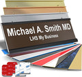 Custom Name Plate for Doors, with Choice of Mounting Holders for Walls, Doors, Cubicles, Hanging and More - Personalized Brown Plastic White Letters - USA Made 2x6 - B25