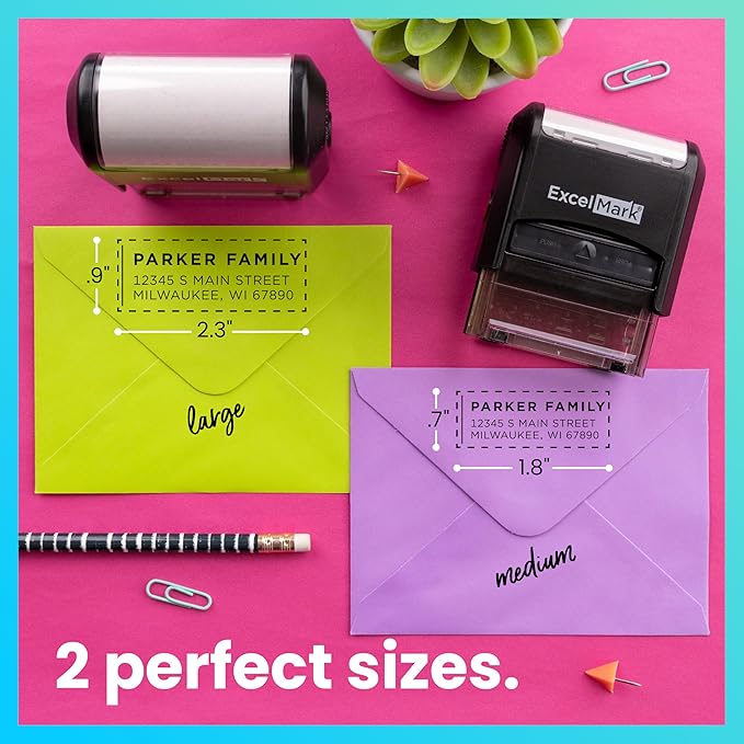 ExcelMark Personalized Return Address Stamp – Custom Self Inking Rubber Stamp (Large, Modern Line)