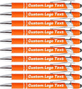 HEYZARDA Personalized Pens with Name Text Logo Custom Ballpoint Pen for Business Office Events with Stylus for Touchscreen 100 Pcs Orange