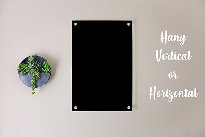 Acrylic Dry Erase Board for Wall with Stylish Border - Shipped Next Day, Made in USA, Non-Magnetic Whiteboard, Wall Mounted Board, Easy to Clean (Black - 30x48)