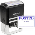 MaxMark Large Self-Inking Rubber Date Office Stamp with Posted Phrase & Date - Blue Ink, 12-Year Band - Style 3