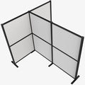 VIVO T-Shape Modular Corner Wall System, 4 Panels, Modern Professional Office Cubicle Dividers, Freestanding Privacy Screen, 66 inches High, Light Gray, Black Frame, PP-MWS63B-T