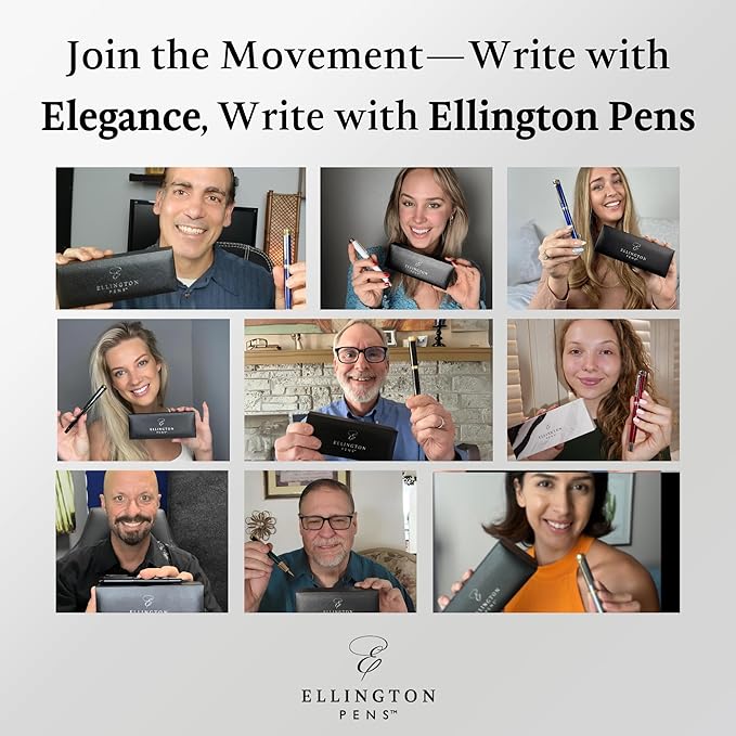 Ellington Pens Luxury Fountain Pen Set - Smooth Fine Nib - Includes 3 Ink Cartridges, Refillable Ink Converter, Gift Box - Fountain Pens For Writing, Calligraphy, Journaling, Sketching (Ivory Suede)