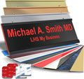 Custom Name Plate for Doors, with Choice of Mounting Holders for Walls, Doors, Cubicles, Hanging and More - Personalized Black Plastic Red Letters - USA Made 2x6 - B19
