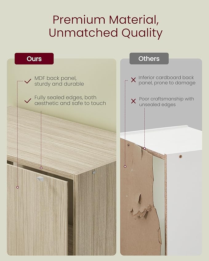 VASAGLE Custos Collection - Bookshelf, 6-Tier Bookcase, Book Shelf, Open Storage Shelf, 9.4 x 23.6 x 63.3 Inches, for Living Room, Home Office, Dinning Room, Natural Beige ULBC166L01
