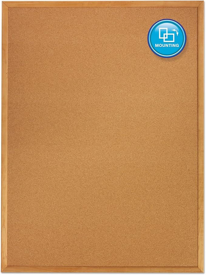 Quartet Cork Board, Bulletin Board, 4' x 3' Corkboard, Oak Finish Frame (304)