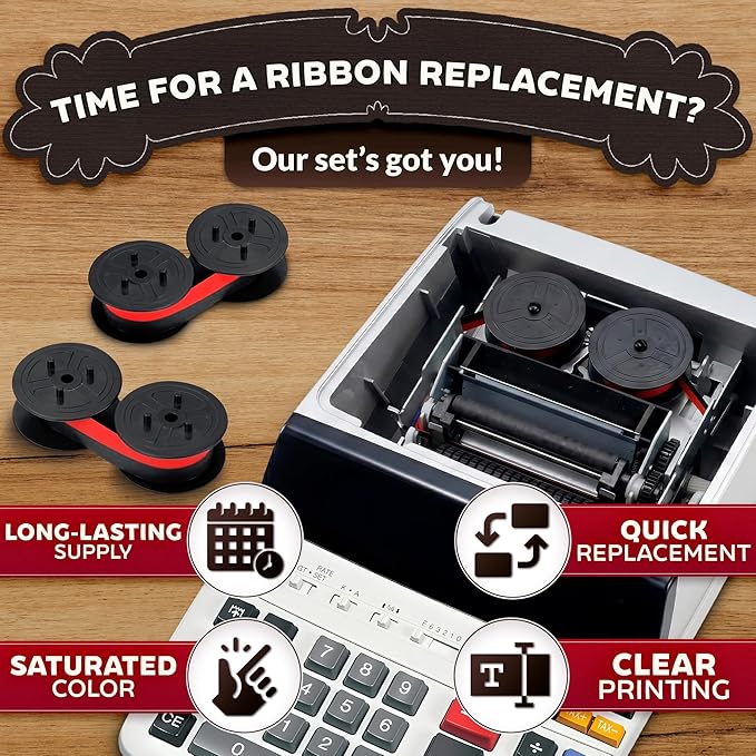 6 Pcs Sharp EL-1197PIII Calculator Ribbon – Canon MP11DX Calculator Rіbbon – Twin Spool Red/Black Replacement Ensures Sharp, Clear, Lasting and Smooth, Reliable Performance