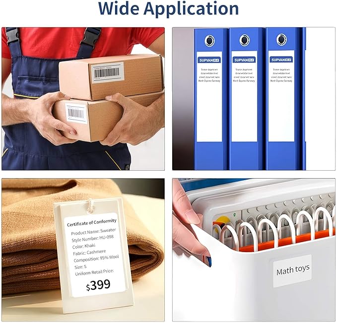 Risio Thermal Labels 2"x1.18"(50x30mm),220 Labels/Roll(5 Rolls),Waterproof, Oil-Resistant, Scratch-Resistant Thermal Label Paper,for Barcode/Address/Mailing/Logo/Business/Home
