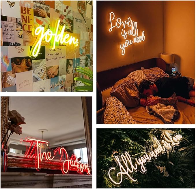 MOLCOVEX Custom Neon Signs – Personalized LED Neon Lights for Weddings, Customizable Neon Name Sign for Bedroom, Business Logos, Birthday Parties & Holiday Gifts
