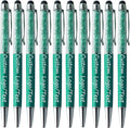 Yucold Customized Pens with Name/Logo - Touch Screen Stylus Ballpoint Pen, Perfect for Weddings, Business & Personalized Gifts (Peacock Green,10)